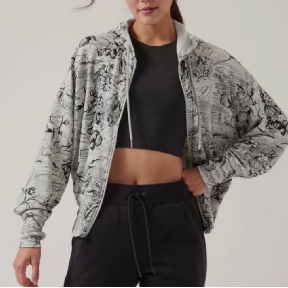 Athleta Balance Full Zip Sweatshirt Tropical Print size small